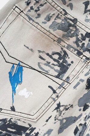 Concert Outfit Hand-Painted Graffiti Baggy Jeans