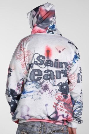 Concert Outfit Hand-Painted Ink Graffiti Hoodie