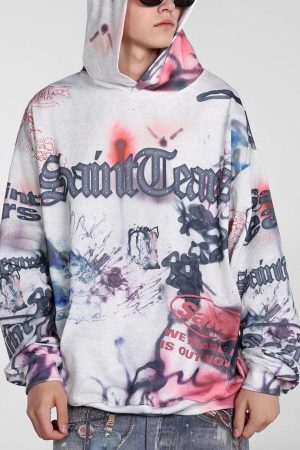 Concert Outfit Hand-Painted Ink Graffiti Hoodie
