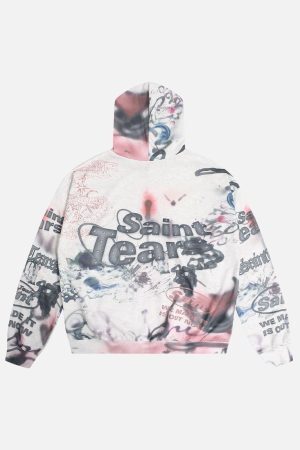 Concert Outfit Hand-Painted Ink Graffiti Hoodie
