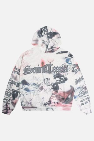 Concert Outfit Hand-Painted Ink Graffiti Hoodie