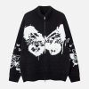 Concert Outfit Hand-Painted Slogan Butterfly Jacquard Cardigan