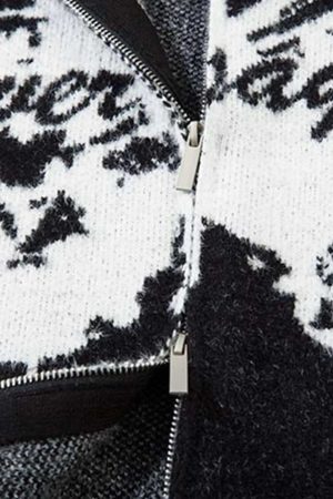 Concert Outfit Hand-Painted Slogan Butterfly Jacquard Cardigan