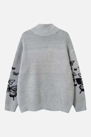 Concert Outfit Hand-Painted Slogan Butterfly Jacquard Cardigan