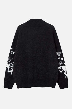 Concert Outfit Hand-Painted Slogan Butterfly Jacquard Cardigan