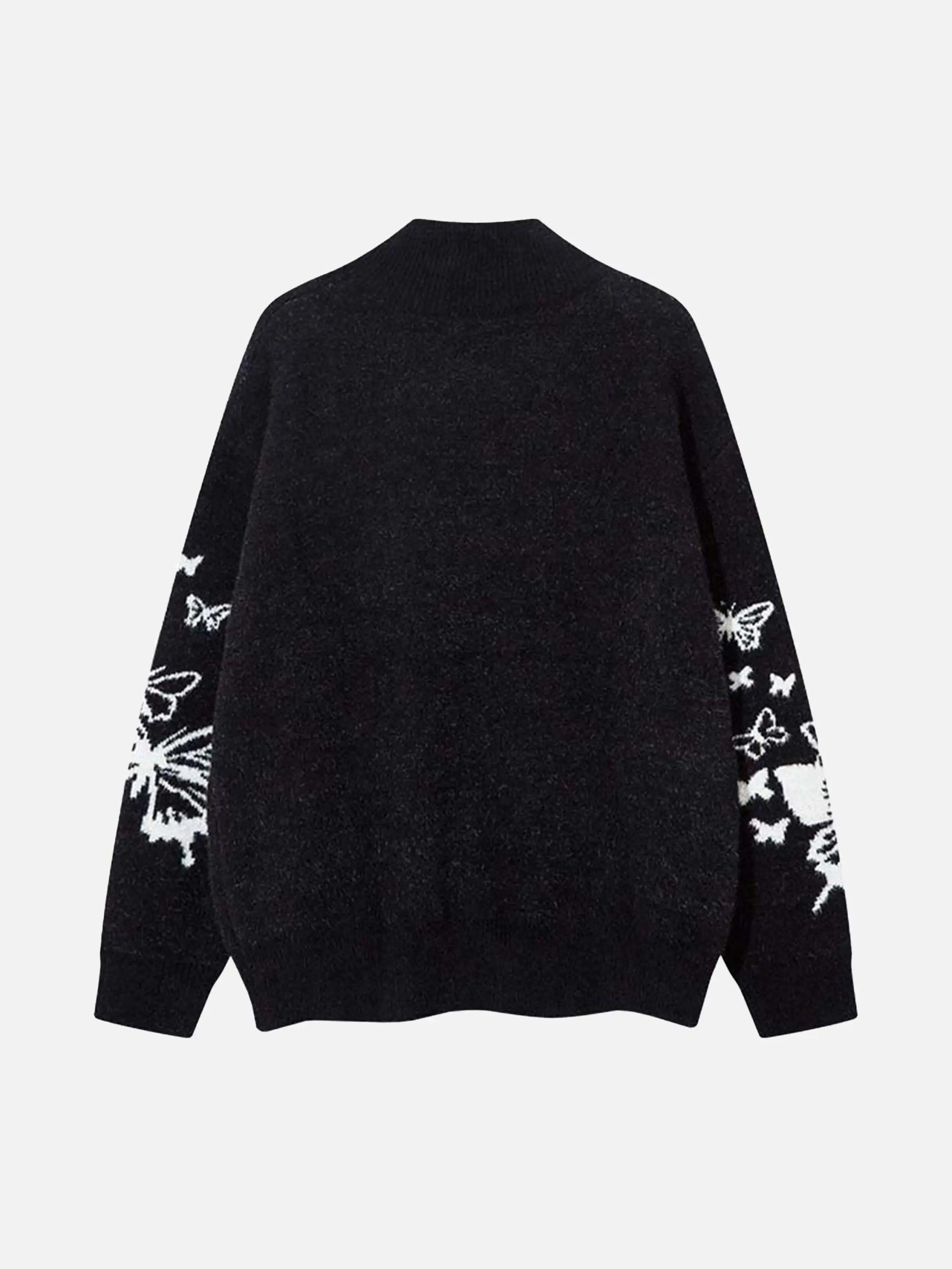 Concert Outfit Hand-Painted Slogan Butterfly Jacquard Cardigan Concert Outfit Hand-Painted Slogan Butterfly Jacquard Cardigan