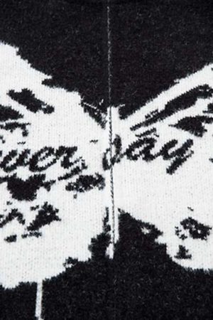 Concert Outfit Hand-Painted Slogan Butterfly Jacquard Cardigan