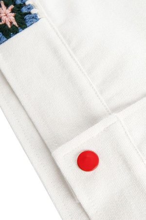 Concert Outfit Handmade Floral Crochet Utility Denim Jacket