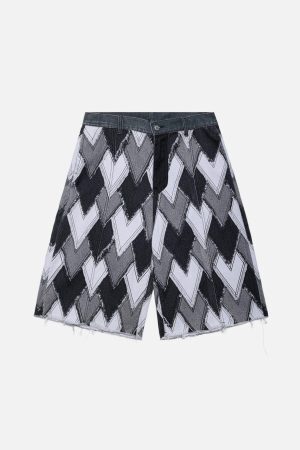 Concert Outfit Heart Patchwork Jorts