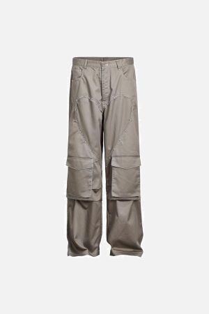 Concert Outfit Heart Rivet Multi-Pocket Jeans