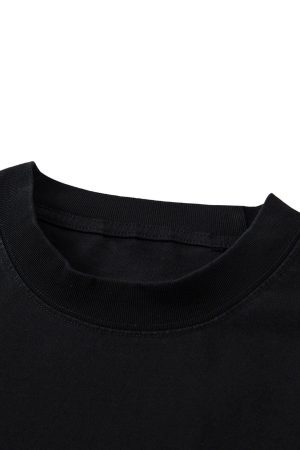 Concert Outfit Heavy Cotton Washed Cross Shield Print T-Shirt