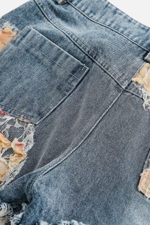 Concert Outfit Heavy Craftsmanship Lace Crop Jorts