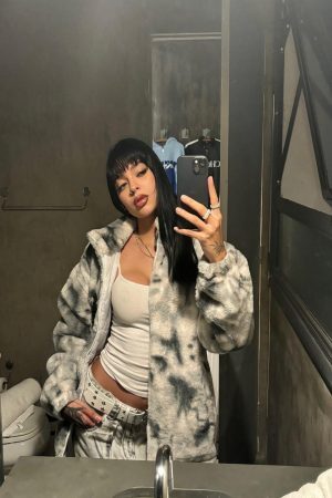 Concert Outfit Heavy-Duty Faux Lambswool Tie-Dye Urban Jacket