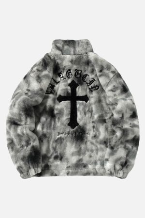 Concert Outfit Heavy-Duty Faux Lambswool Tie-Dye Urban Jacket