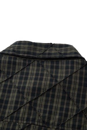 Concert Outfit Heavy Plaid Pleated Striped Faux Two-Piece Polo Shirt