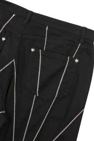 Concert Outfit Heavy Spider Web Embroidered Topstitch Jeans