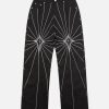 Concert Outfit Heavy Spider Web Embroidered Topstitch Jeans
