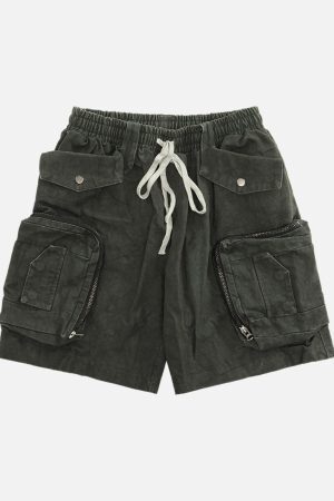 Concert Outfit Heavy Tie Dye Multi Pockets Washed Shorts