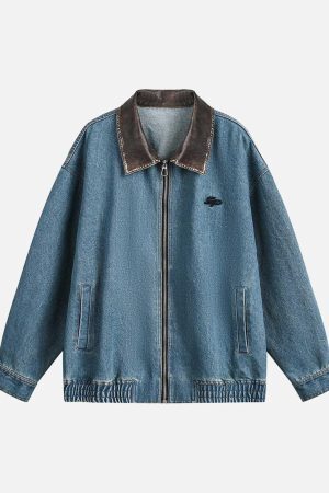 Concert Outfit Heavy Washed Denim Work Jacket