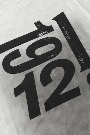 Concert Outfit Heavy Washed Distressed Dirty Print Letter T-Shirt