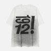 Concert Outfit Heavy Washed Distressed Dirty Print Letter T-Shirt