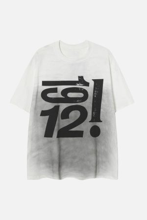 Concert Outfit Heavy Washed Distressed Dirty Print Letter T-Shirt