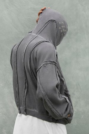 Concert Outfit Heavy Washed Distressed Full Zip Hoodie