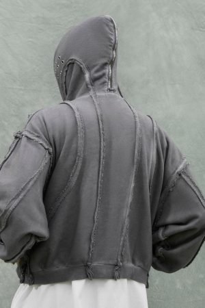 Concert Outfit Heavy Washed Distressed Full Zip Hoodie