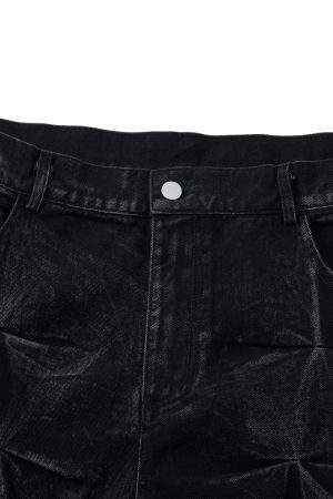 Concert Outfit Heavy Washed Distressed Pleated Baggy Jeans