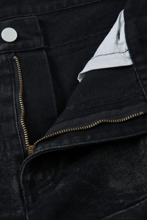 Concert Outfit Heavy Washed Distressed Pleated Baggy Jeans