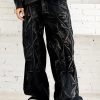 Concert Outfit Heavy Washed Distressed Pleated Baggy Jeans