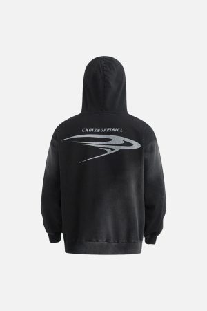 Concert Outfit Heavy Washed Letter Print Hoodie