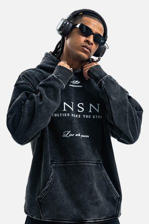 Concert Outfit Heavy Washed Print Fleece Hoodie