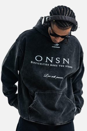 Concert Outfit Heavy Washed Print Fleece Hoodie