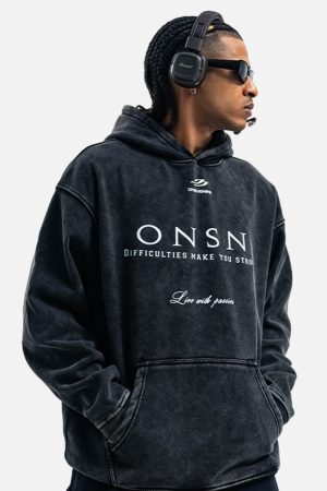 Concert Outfit Heavy Washed Print Fleece Hoodie