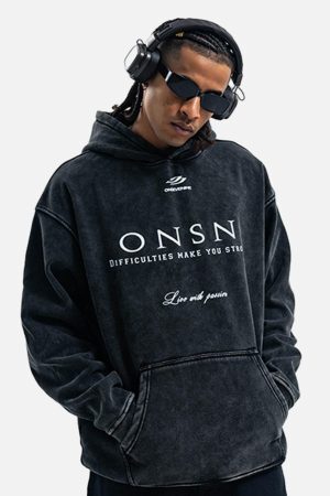 Concert Outfit Heavy Washed Print Fleece Hoodie