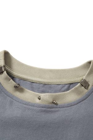 Concert Outfit Heavy Washed Street Metal Collar T-Shirt