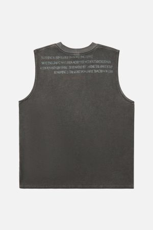 Concert Outfit Heavy Worker Washed And Broken Retro Font Vest