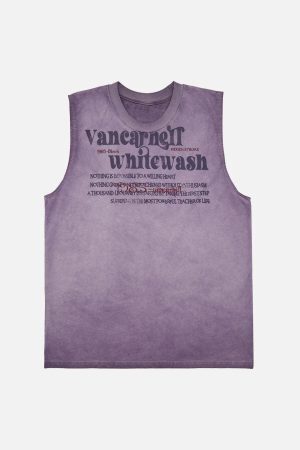 Concert Outfit Heavy Worker Washed And Broken Retro Font Vest