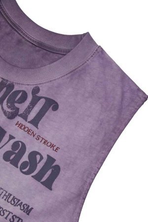 Concert Outfit Heavy Worker Washed And Broken Retro Font Vest