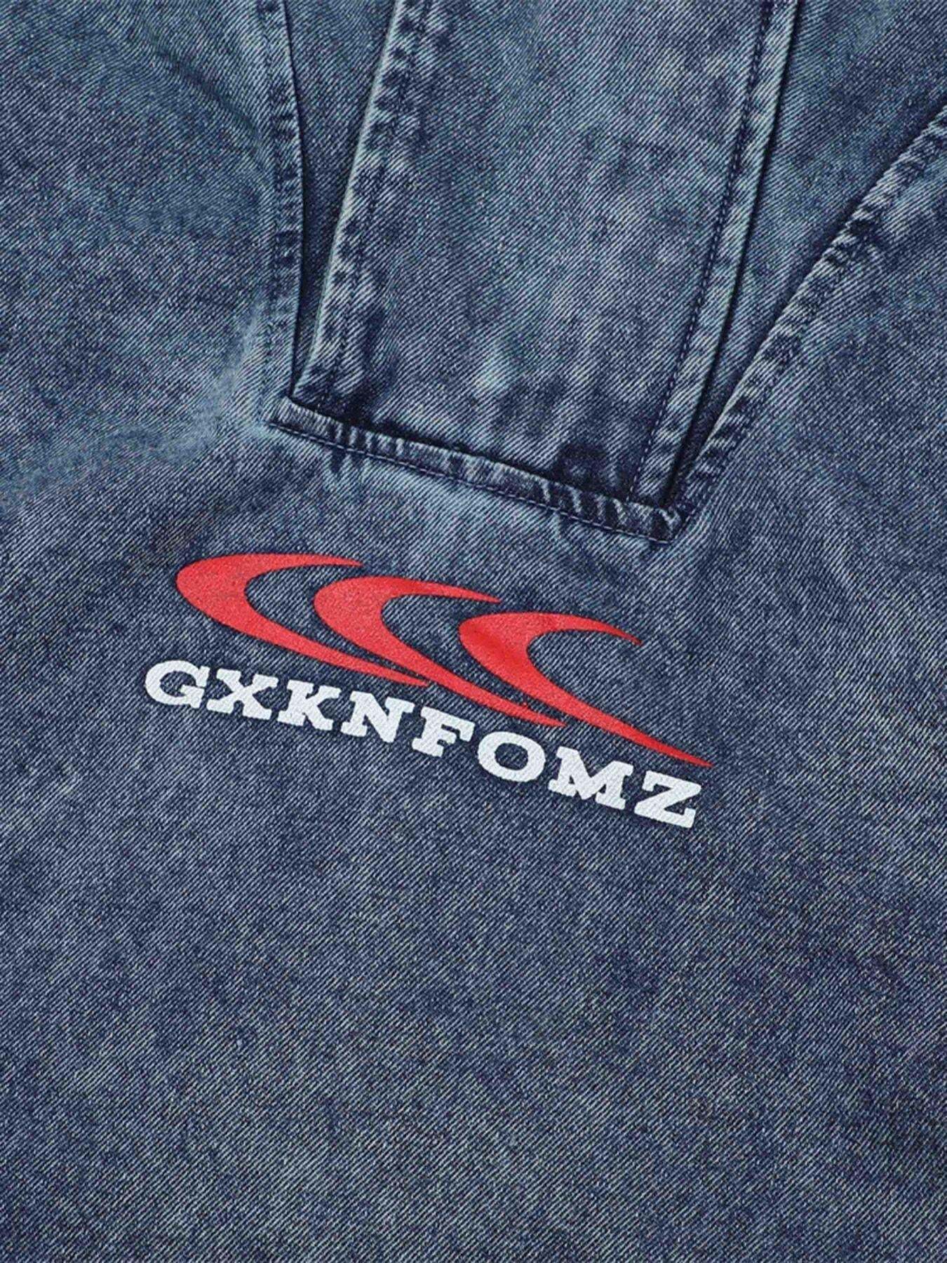 Concert Outfit High-Neck Hooded Wash Denim Jacket Concert Outfit High-Neck Hooded Wash Denim Jacket