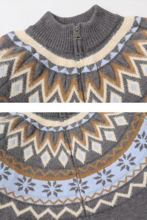 Concert Outfit High-Neck knitwear Diamond Weave Jacquard Sweater