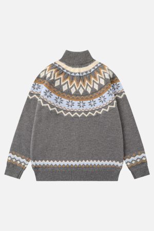 Concert Outfit High-Neck knitwear Diamond Weave Jacquard Sweater