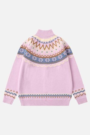 Concert Outfit High-Neck knitwear Diamond Weave Jacquard Sweater
