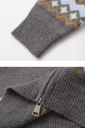 Concert Outfit High-Neck knitwear Diamond Weave Jacquard Sweater