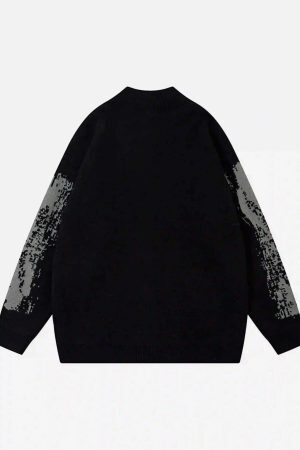 Concert Outfit High Street Abstract Pattern Zipper Stand Collar Cardigan