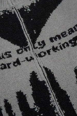 Concert Outfit High Street Abstract Pattern Zipper Stand Collar Cardigan