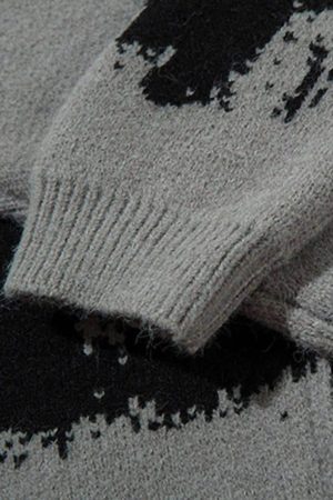 Concert Outfit High Street Abstract Pattern Zipper Stand Collar Cardigan