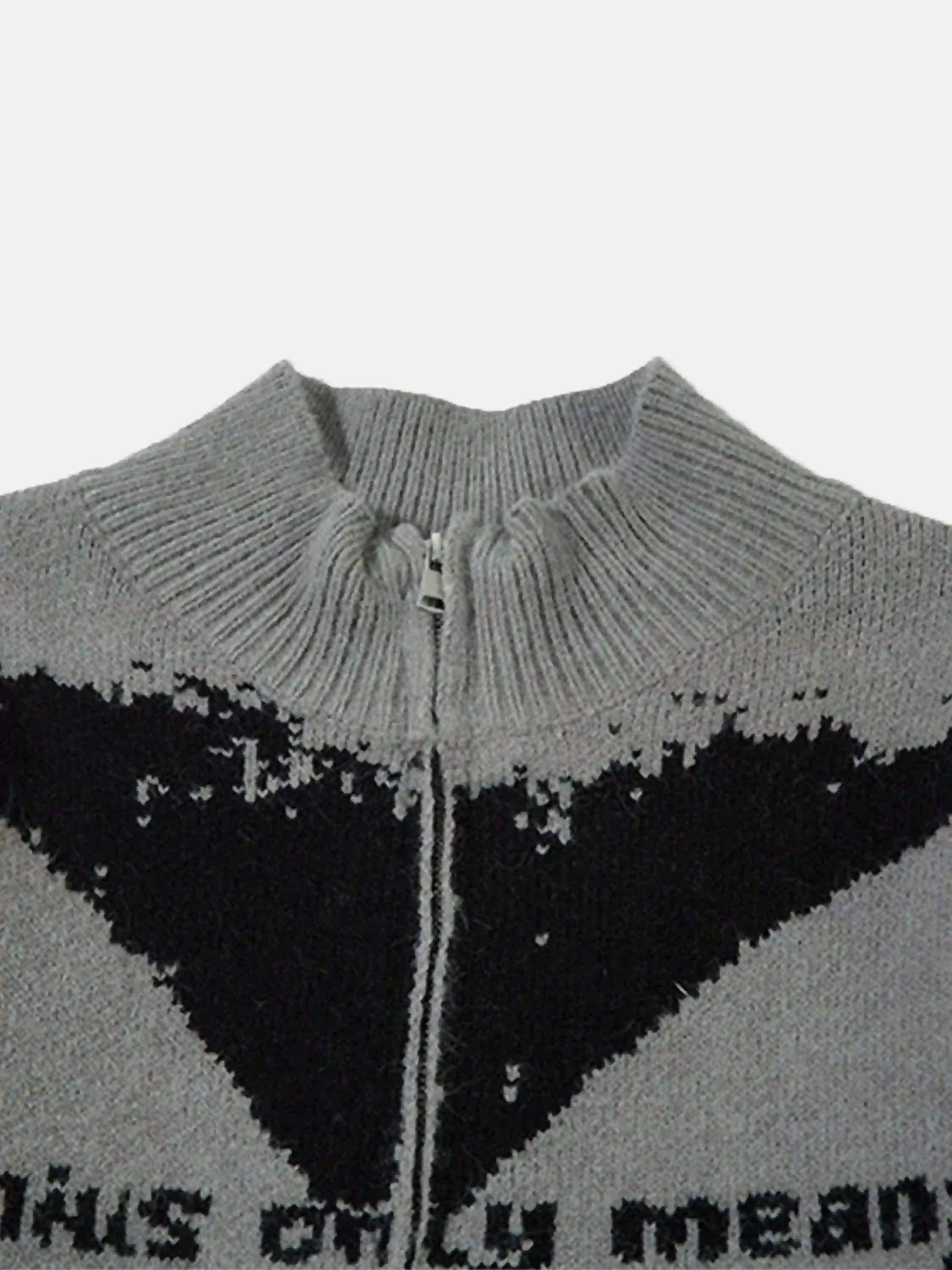 Concert Outfit High Street Abstract Pattern Zipper Stand Collar Cardigan Concert Outfit High Street Abstract Pattern Zipper Stand Collar Cardigan