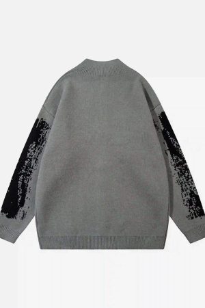 Concert Outfit High Street Abstract Pattern Zipper Stand Collar Cardigan